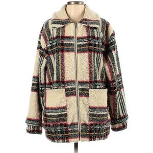 Rachel Zoe Teddy Plaid Fleece Jacket Shacket Coat